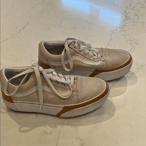 Vans Old Skool Stacked Platform Sneakers in French Oak, Size 7 Women